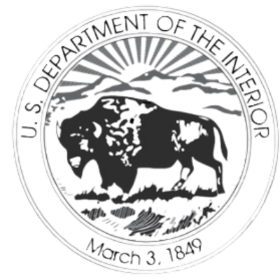 Seal of the U.S. Department of the Interior featuring a bison with the sun rising behind it, along with the text “March 3, 1849” at the bottom.