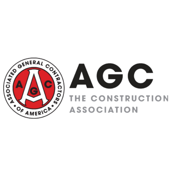 Logo of the Associated General Contractors of America (AGC), featuring a red and black circular emblem with the letters "AGC" and the text "The Construction Association.