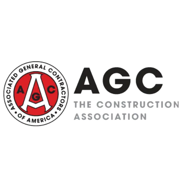 Logo of the Associated General Contractors of America (AGC), featuring a red and black circular emblem with the letters "AGC" and the text "The Construction Association.